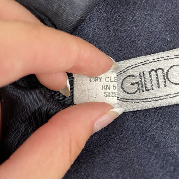 Vintage Avant garde Blazer Women 0 Navy Skirt Set Midi Slit Wool* Victorian Suit - Picture 13 of 16